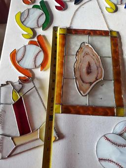 17 pcs. GREAT STAINED GLASS GROUPING including AGATE