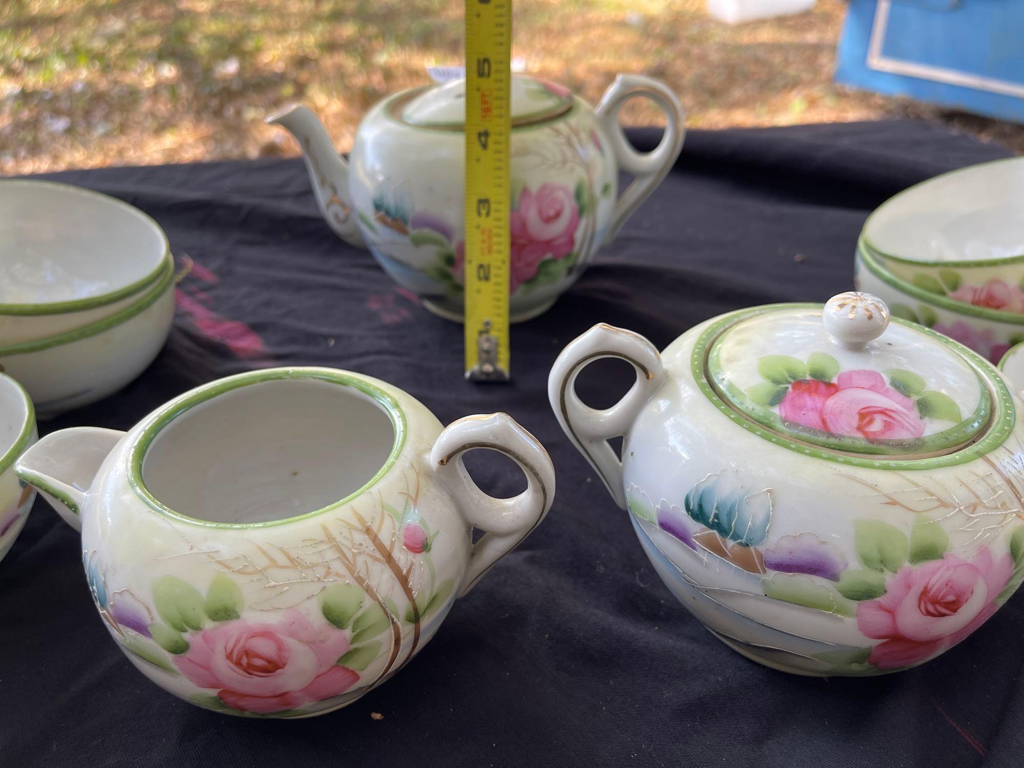 ANTIQUE TEA SET , handpainted, Made in Japan