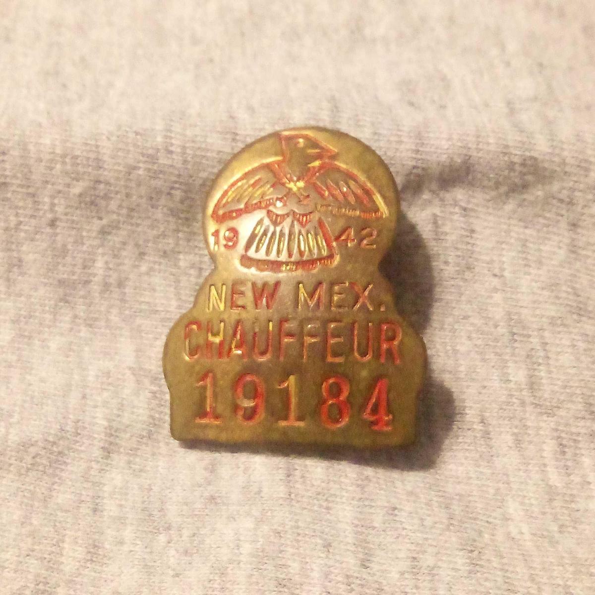 1942 CHAUFFEUR BADGE, NEW MEXICO, No. 19184