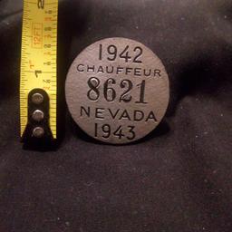 1942 / 1943 LICENSED CHAUFFEUR BADGE, NEVADA, No. 8621