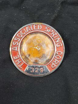 Vintage Employee Badge Pin - #329 The Associated Spring Corp.