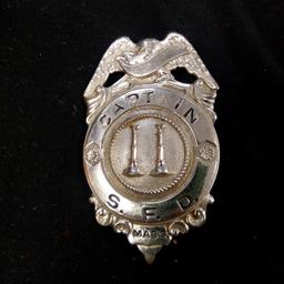 Antique Massachusetts Fire Dept (S.F.D.) Badge with Engraving on Reverse