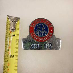 VINTAGE BADGE #29 92, SCHWITZER CORPORATION, HYX DUTY