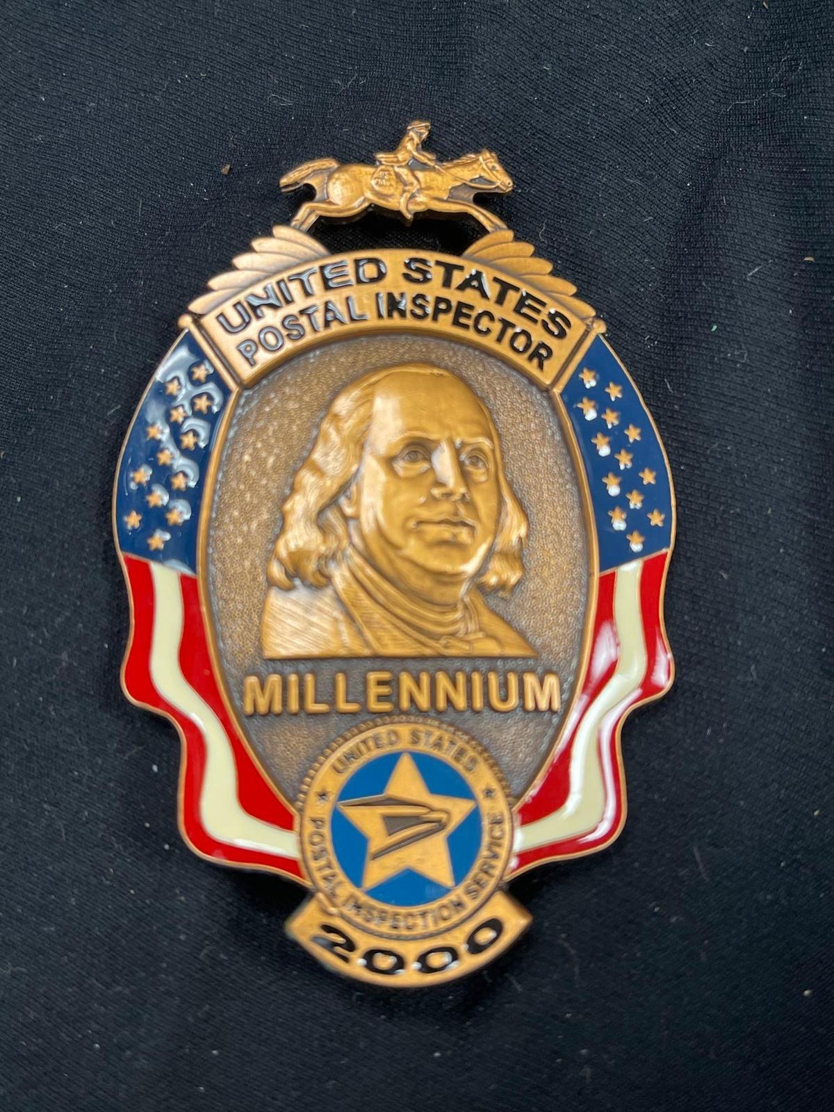 VINTAGE BADGE #520, 2000 UNITED STATES POSTAL INSPECTOR, MILLENNIUM, UNITED STATES POSTAL INSPECTION