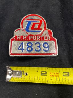 VINTAGE BADGE #4839, TA, R.R. PORTER