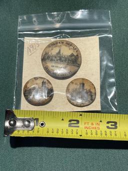 3 ANTIQUE PINS - 1850-1900, GOLDEN JUBILEE URSULINE CONVENT