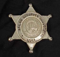 Vintage Badge - #1582 ATLAS SECURITY SERVICE -State of Florida