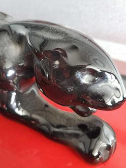 Vintage LIGHTED Mid Century Modern Haeger Black Ceramic Panther, original