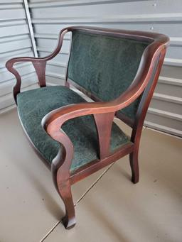 1 of a Parlor trio - Antique Setee, Green Velvet