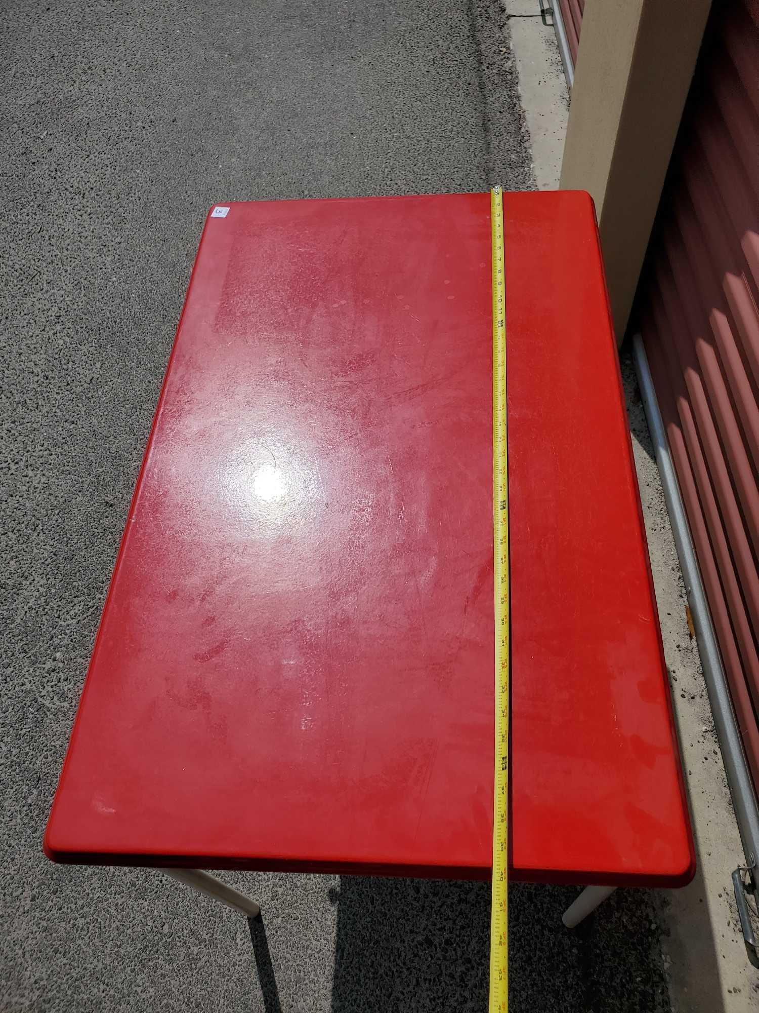 Vintage ENAMEL TOP TABLE, 1 drawer, wooden base, metal legs