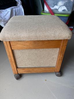 Vintage Singer Footstool Sewing Storage Cabinet on Casters