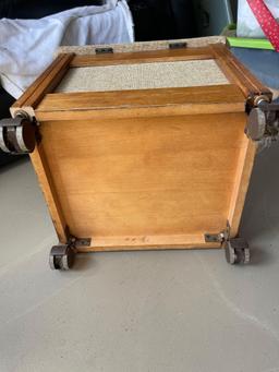 Vintage Singer Footstool Sewing Storage Cabinet on Casters