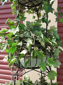 3 tier metal planter with greenery