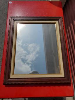 Heavy wooden frame in frame wall mirror