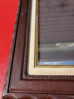 Heavy wooden frame in frame wall mirror