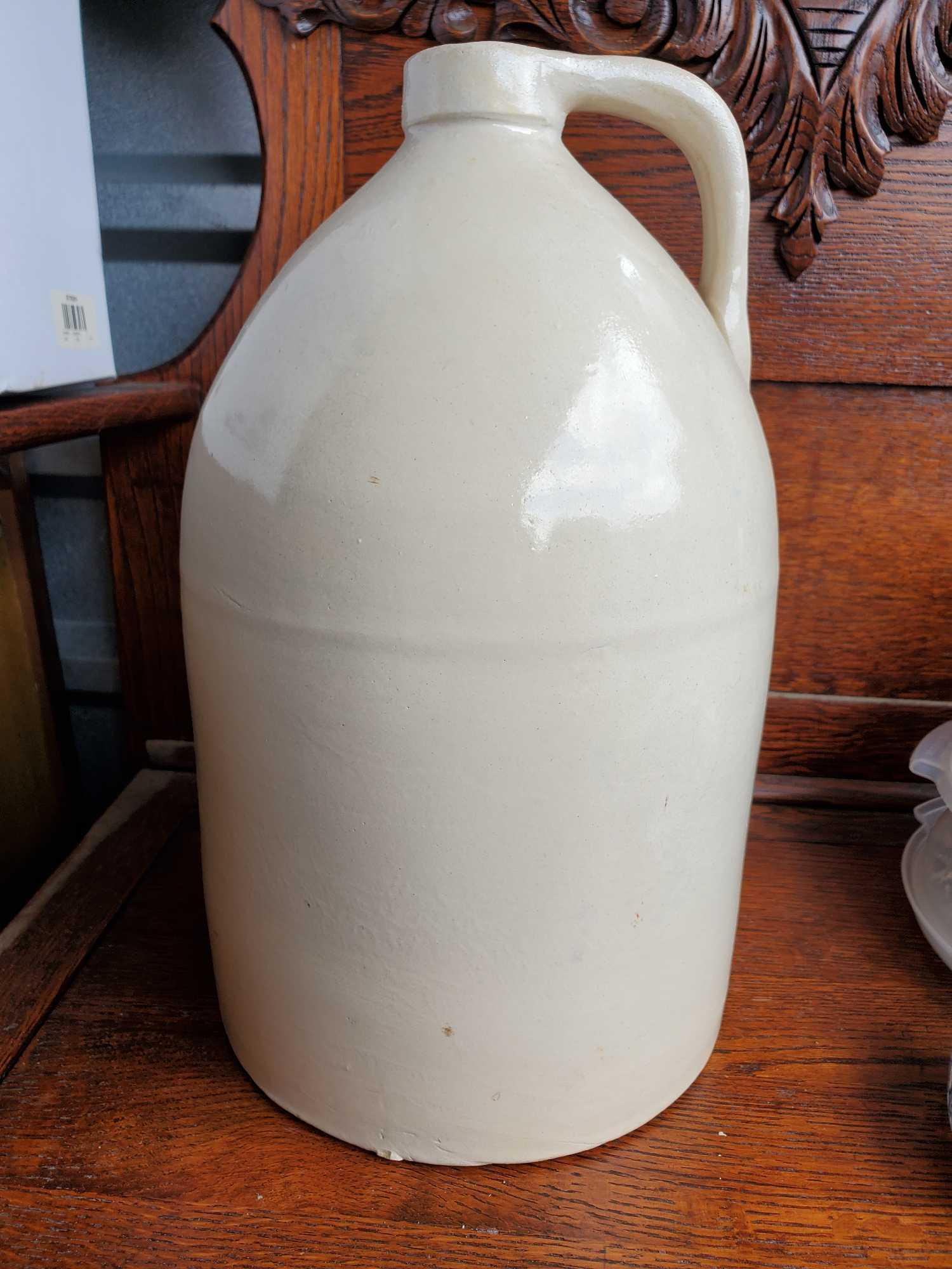 15" tall CROCK POTTERY JUG,ANTIQUE, HAYNER, DAYTON, OHIO