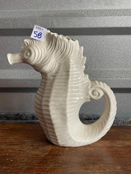 VINTAGE SEAHORSE PITCHER, CERAMIC