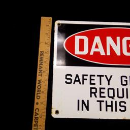 VINTAGE METAL DANGER SAFETY GLASSES REQUIRED IN THIS AREA SIGN
