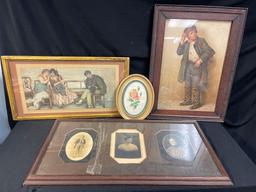 FOUR FRAMED AND ARTISTIC VICTORIAN AGE ART / PICTURES