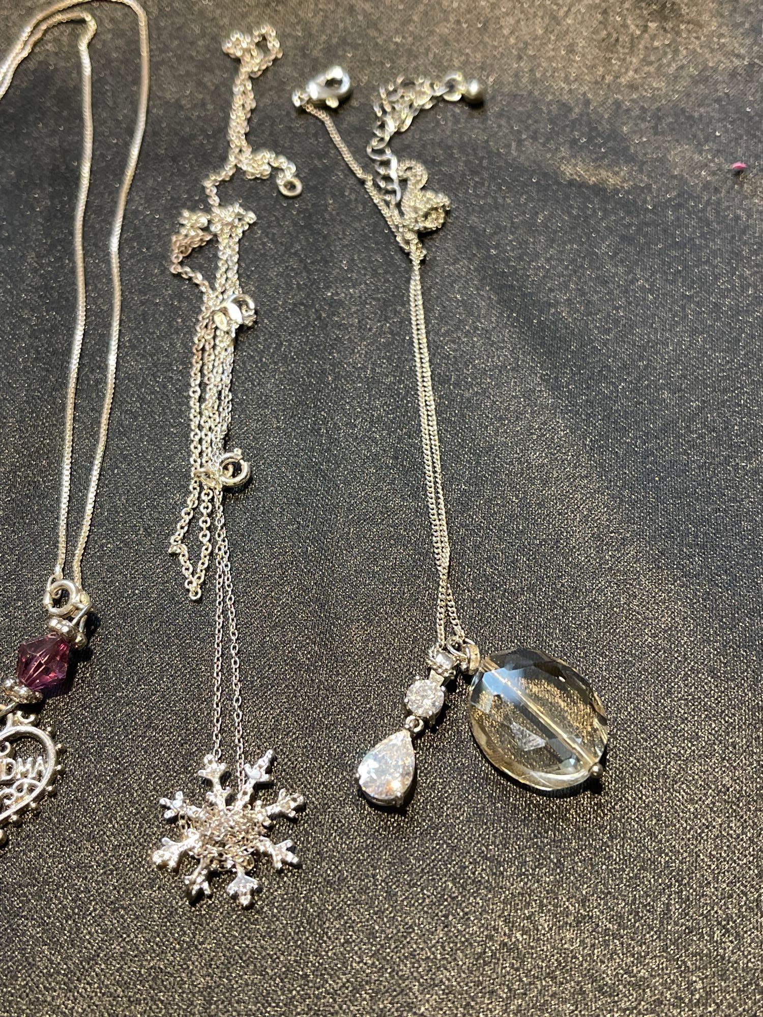 Nice Silver Necklaces with pendants, including Grandma