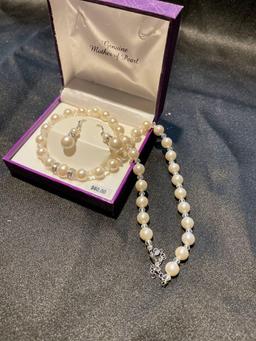 Genuine Mother of Pearl, matching necklace and earrings