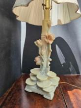 Vintage 1978 Pieri Tullio Lily Pad Table Lamp, Plaster