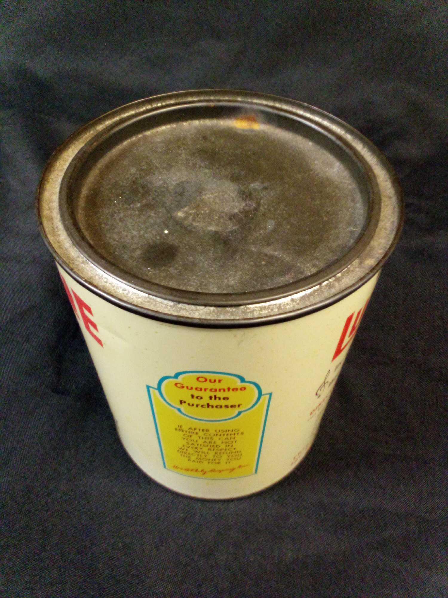 Black Memorabilia/Advertising Coffee Tin: Luzianne 1- Pound can in White Label