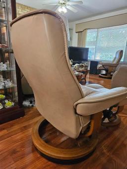 STRESSLESS Brand Leather swivel, RECLINER CHAIR WITH OTTOMAN
