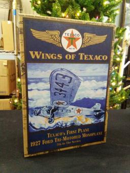LIKE NEW WINGS OF TEXACO AUTHENTICALLY SCALED REPLICA 1927 FOR TRI-MOTORED MONOPLANE DIECAST METAL