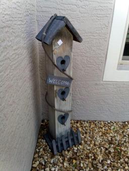 Cute Shabby Chic Triple Standing Birdhouse "Home"