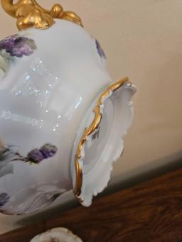 AMAZING!! Hand Painted Hutschenreuther Gelb Bavaria Germany LHS Sylvia Tureen with Ladle