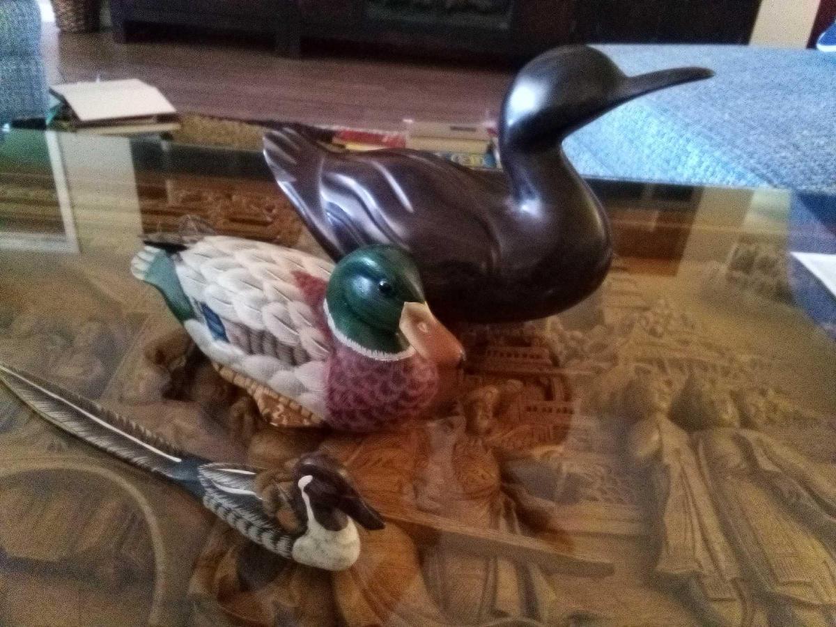 Trio of Ducks, Wood, IronWood? Dark Walnut? Decoy