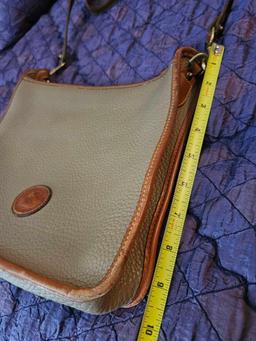 Vintage Dooney & Bourke All Weather Leather Taupe Soft Pebbled Leather Slim Zip Shoulder Bag