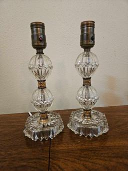 (2) Cute Vintage Glass Table Lamp Bases
