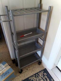 New Multi Level Shoe Rack Unassembled with Small Gray tiered shelf