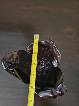 Murano The Artwork Of The Masters Purple Flower Shape Vase, label intact