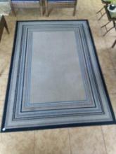 Allen + Roth Blue Border 5 x 7 Blue Outdoor Border Coastal Area Rug