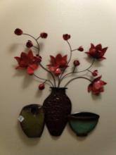 Vintage Metal Floral Sculpture Wall Art Decorator