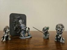 Small Group of Pewter Figures: Ampersand Lion, Hudson, Michael Ricker,