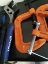 GROUP OF GARAGE TOOLS INCLUDING COBALT, C CLAMPS, CRAFTSMAN, MORE