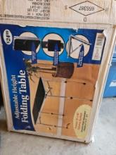 ADJUSTABLE HEIGHT FOLDING TABLE, IN BOX