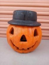 vintage ceramic handmade jack-o'-lantern reach in candy jar