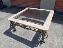 Glass/Marble look Wrought Iron Coffee Table