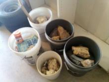 (5) Five Gallon Buckets of Rocks and Aesthetic Geological Pieces for Aquariums