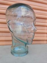 1 of 2 - Vintage thick green glass mannequin head