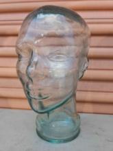 1 of 2 - Vintage thick green glass mannequin head