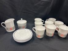 SILK AND ROSE CORELLE BY CORNINGWARE 8 PLACE SETTING COFFEE SET
