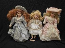 Trio of COLLECTIBLE PORCELAIN DOLLS