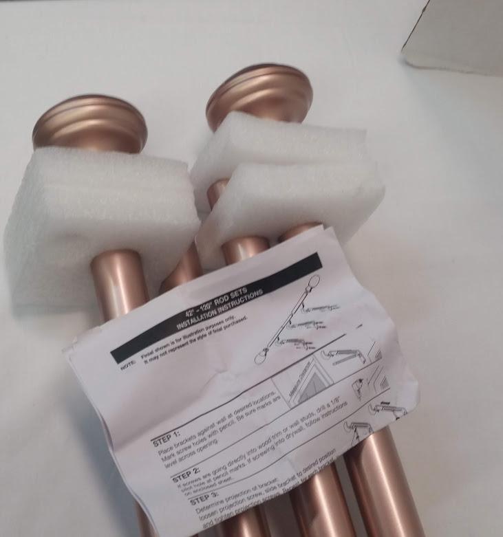 2 SETS OF ROSE GOLD CURTAIN RODS 42" TO 120"
