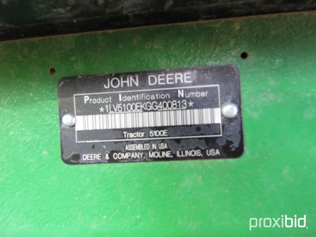 JOHN DEERE 5100E TRACTOR, 101HP, CAB, MFWD, SN 1LV5100EKGG400813, 792 HRS.